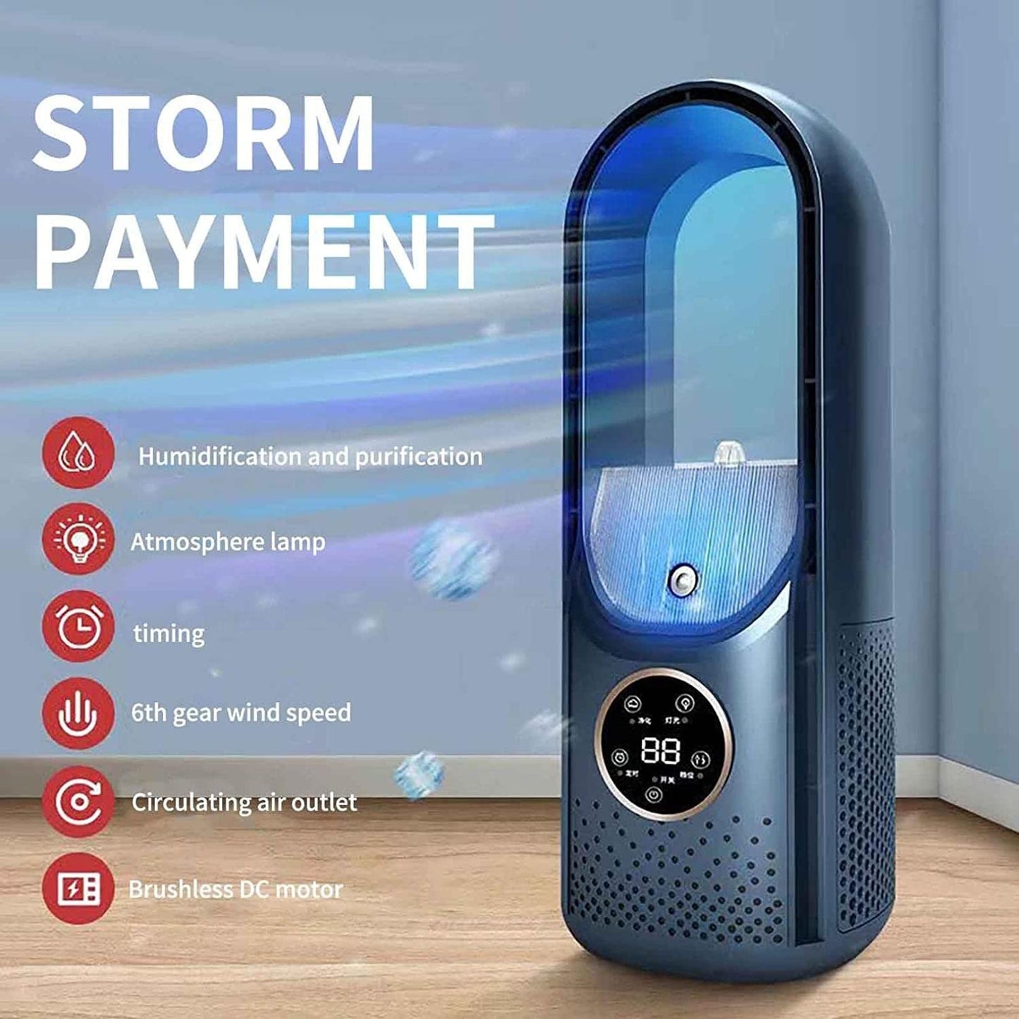 YWangQiang USB Tower Fan Led Bladeless Fan Tower Electric Fan Mini Vertical Conditioner Fans (Color : A) (B)