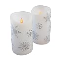 LumaBase Battery Operated Wax LED Candles, Snowflake - Set of 2