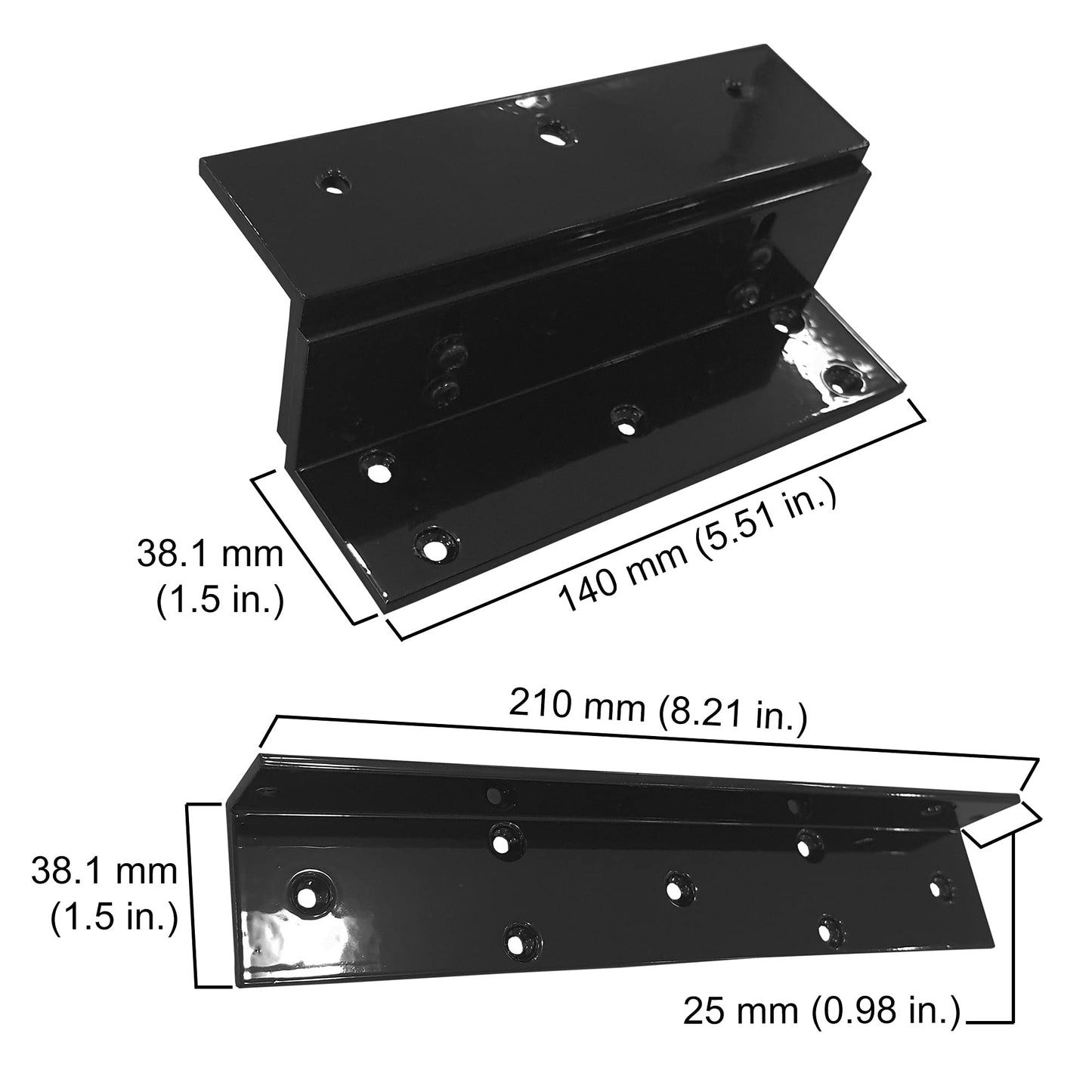 Visionis FPC-5191-BL Black 300lbs Indoor Electromagnetic Lock with 300 lbs L and Z Bracket for Inswinging Door