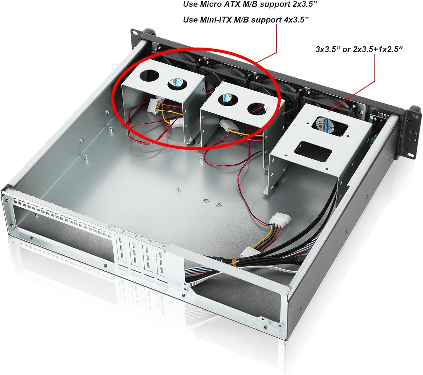 RackChoice Server case MicroATX/Mini-ITX 2U Rackmount Server Chassis max 7x3.5 Bay / USB3.0 with 2.0 Adapter Support ATX PSU Either top or Side