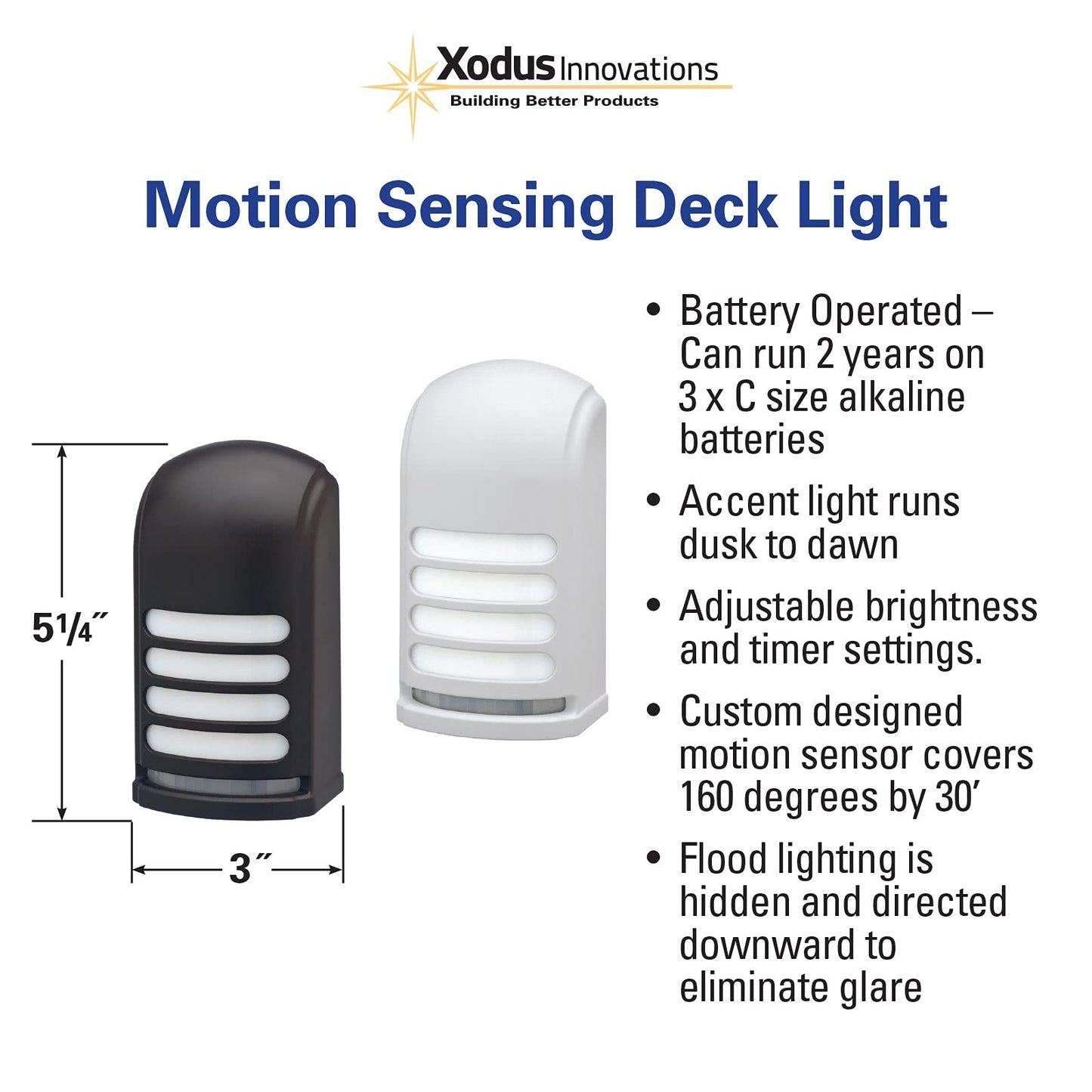 Xodus Innovations BL776 Battery Operated Motion Activated LED Deck and Stair Light, Outdoor or Indoor Use, Weather Resistant (Bronze) Pack of 2