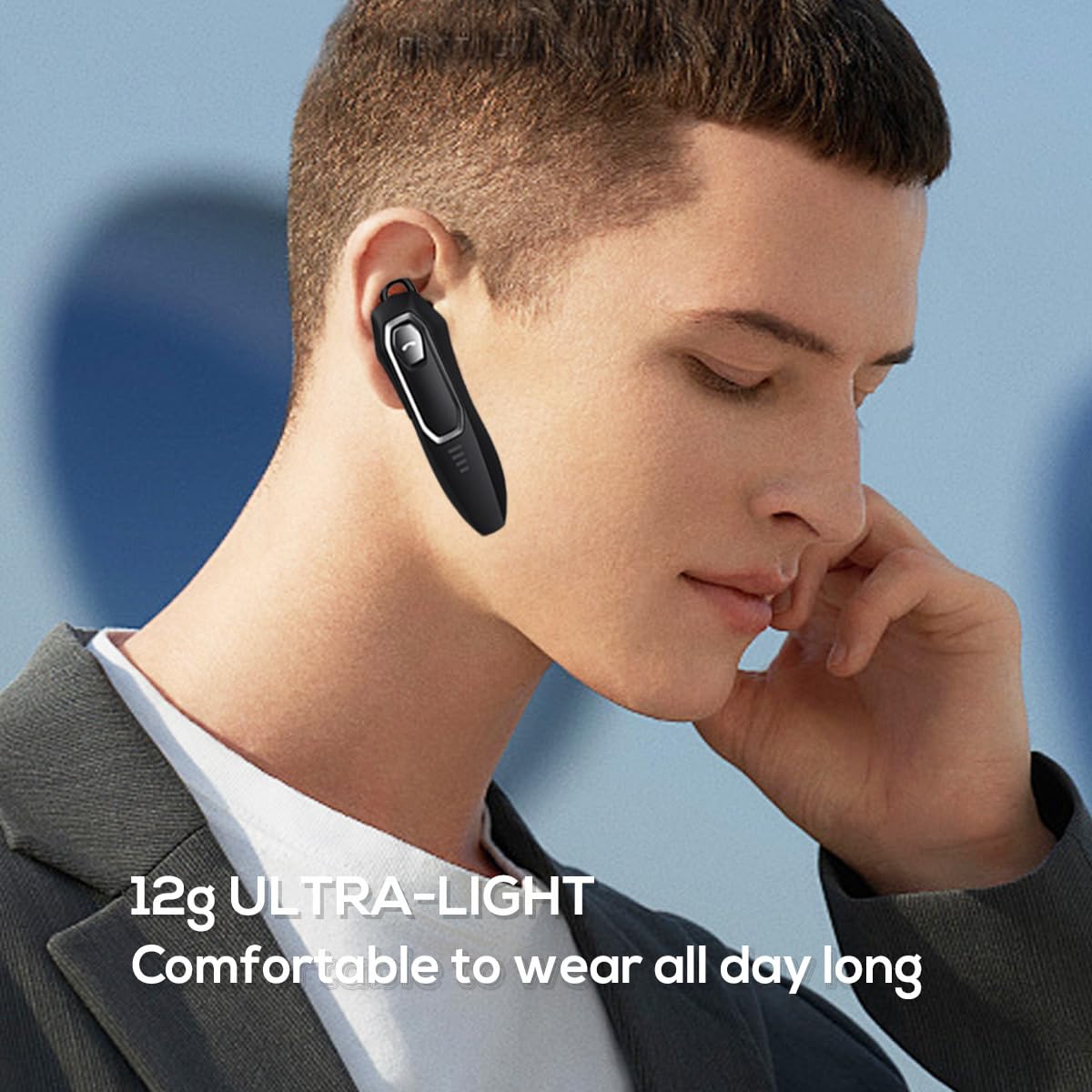 Bluetooth Headset V5.4, Bluetooth Earpiece with Micros, Noise Cancelling Hands Free Headset for Cell Phone with 36H Talking Time/Mute Function, Single