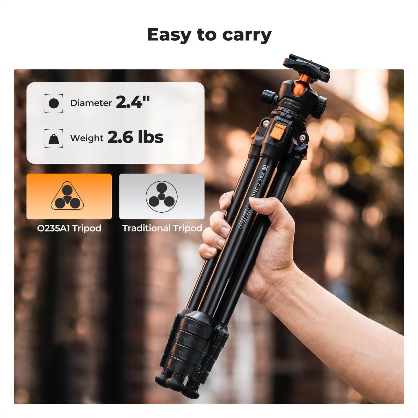 K&F CONCEPT 63" Aluminum Travel Tripod for Camera w Phone Holder, Non-Reversible Lightweight Compact Tripod Weighs 2.6lb, Max Load 22lb for Camera