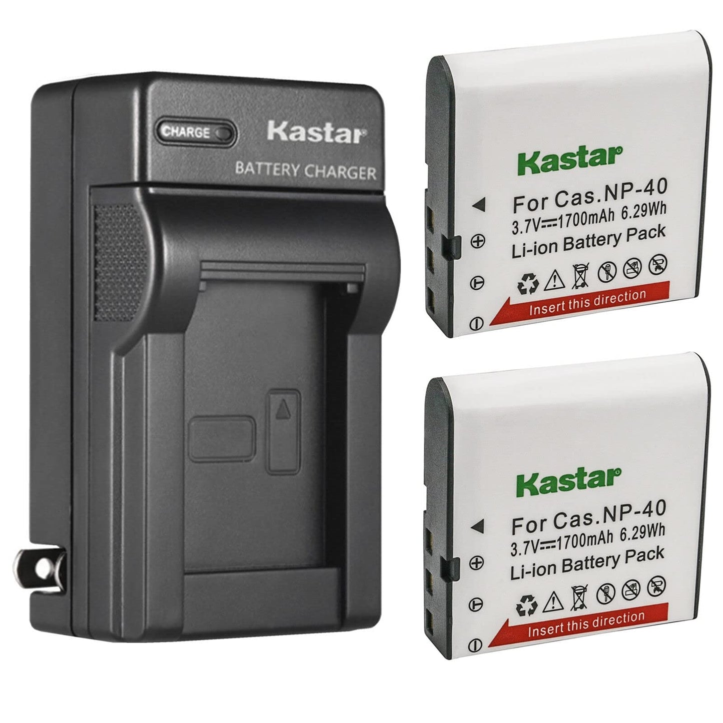 Kastar 2-Pack NP-40 Battery and AC Wall Charger Replacement for Minolta MN4K100Z 4K Ultra HD, Minolta MN4K30NV 4K Ultra HD / 30 MP, Minolta MN100HDZ