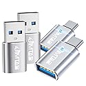 JIMTAB USB to USB C Converters (Aluminum Alloy 4 Pack), USB C to USB Chargers Adapter USB 3.0 with Blue Light Super High-Speed Data Transfer & Fast…