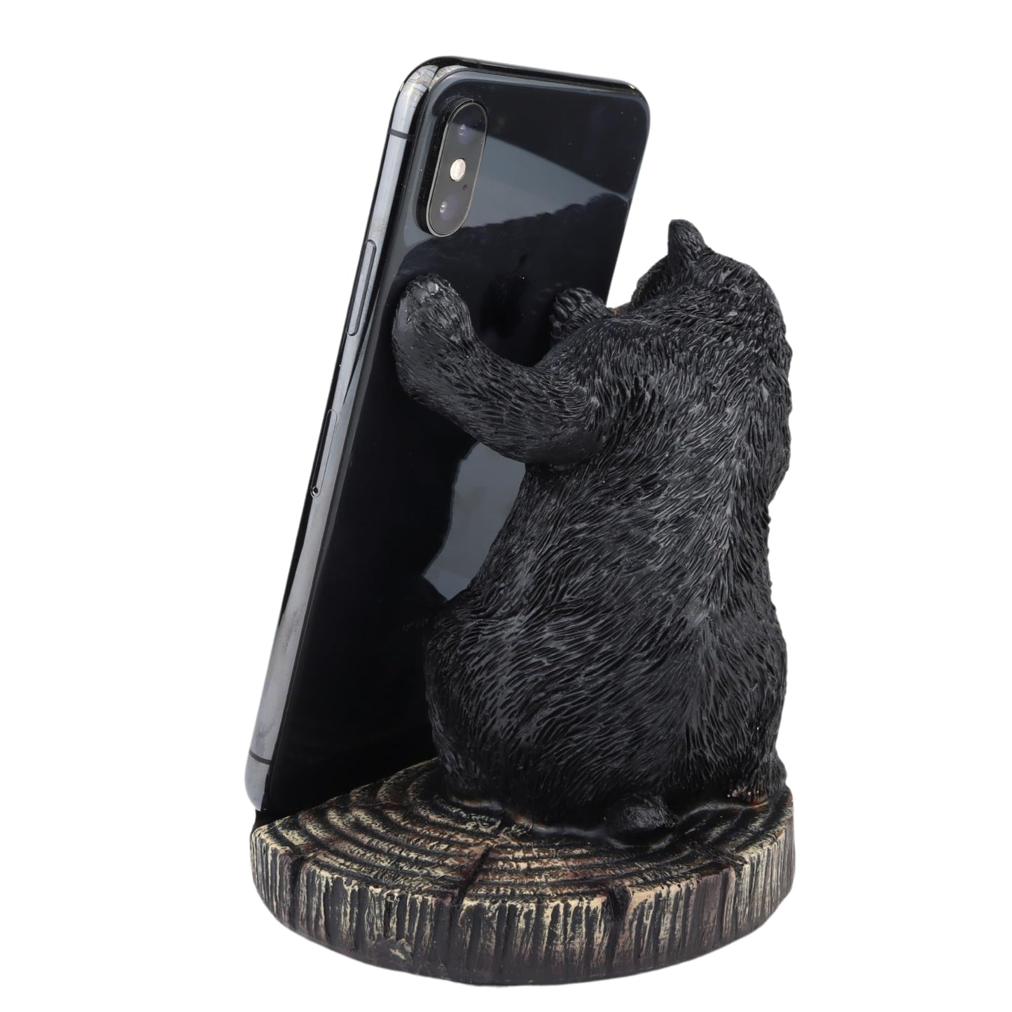 Needzo Black Bear Phone Holder for Desk, Cellphone Stand, Fits All Smartphones, 5 Inches