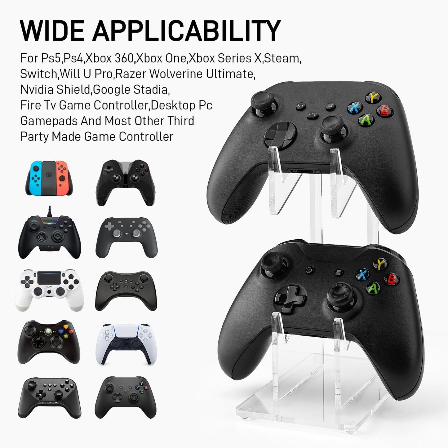 YIBEICO 2-Tier Game Controller Holder for Xbox Series X, Xbox, 360, Ps5, Ps4, Switch,Nintendo,Steam Controller, Desktop Computer Game
