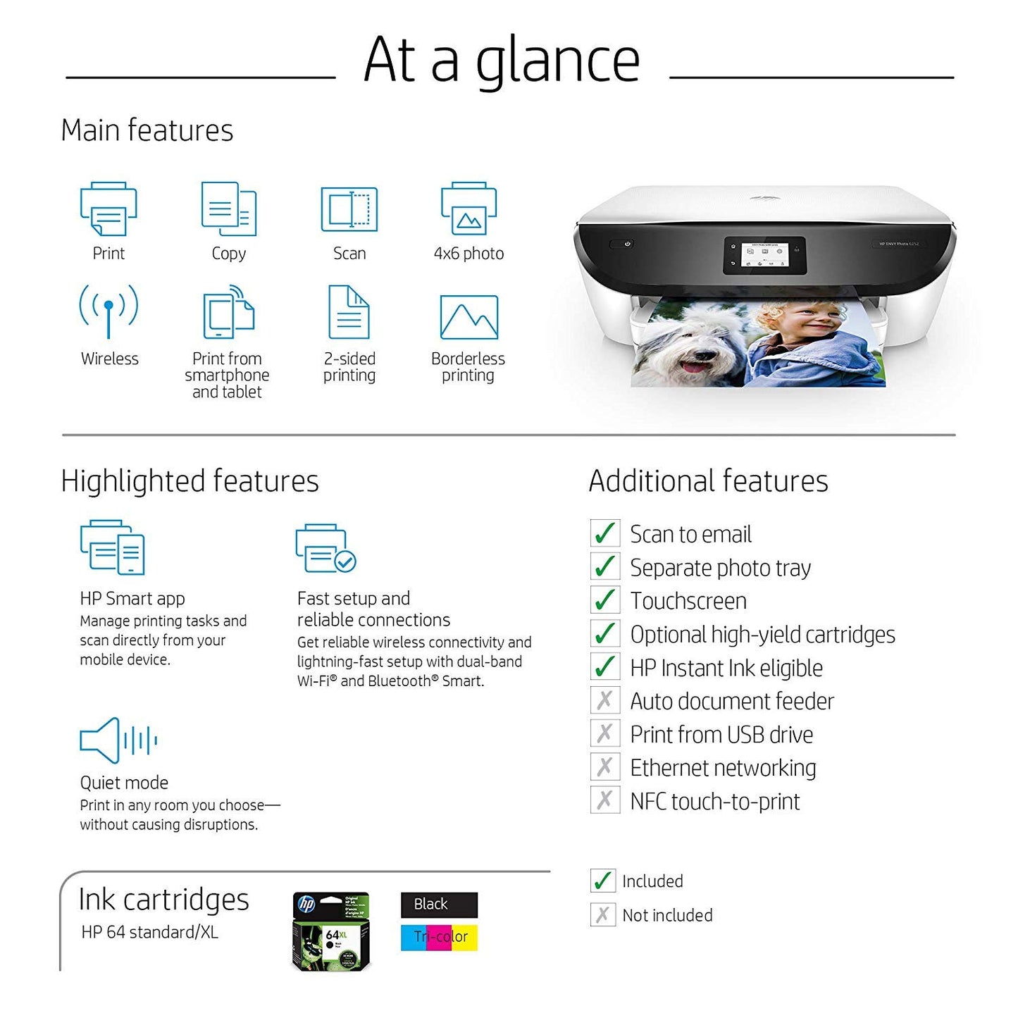 HP Envy Photo 6252 All-in-One Photo Printer with Wireless Printing, Instant Ink Ready (K7G22A)