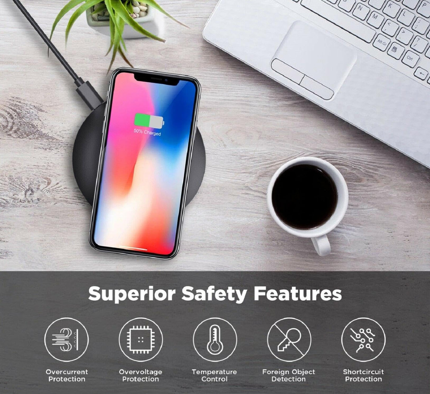 15W Wireless Charger Fast Charging Pad Compatible with Motorola Moto G Stylus 5G (2025), Slim Quick Charge