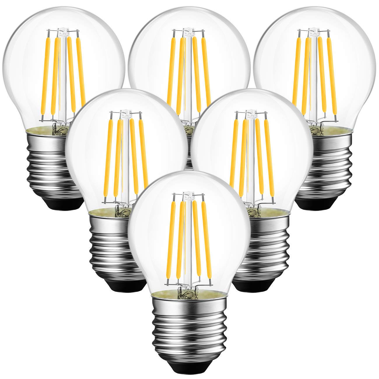 ANWIO E26 G14 LED Globe Round Light Bulb Dimmable, 4.5W Eqv 60W, 6 Pack