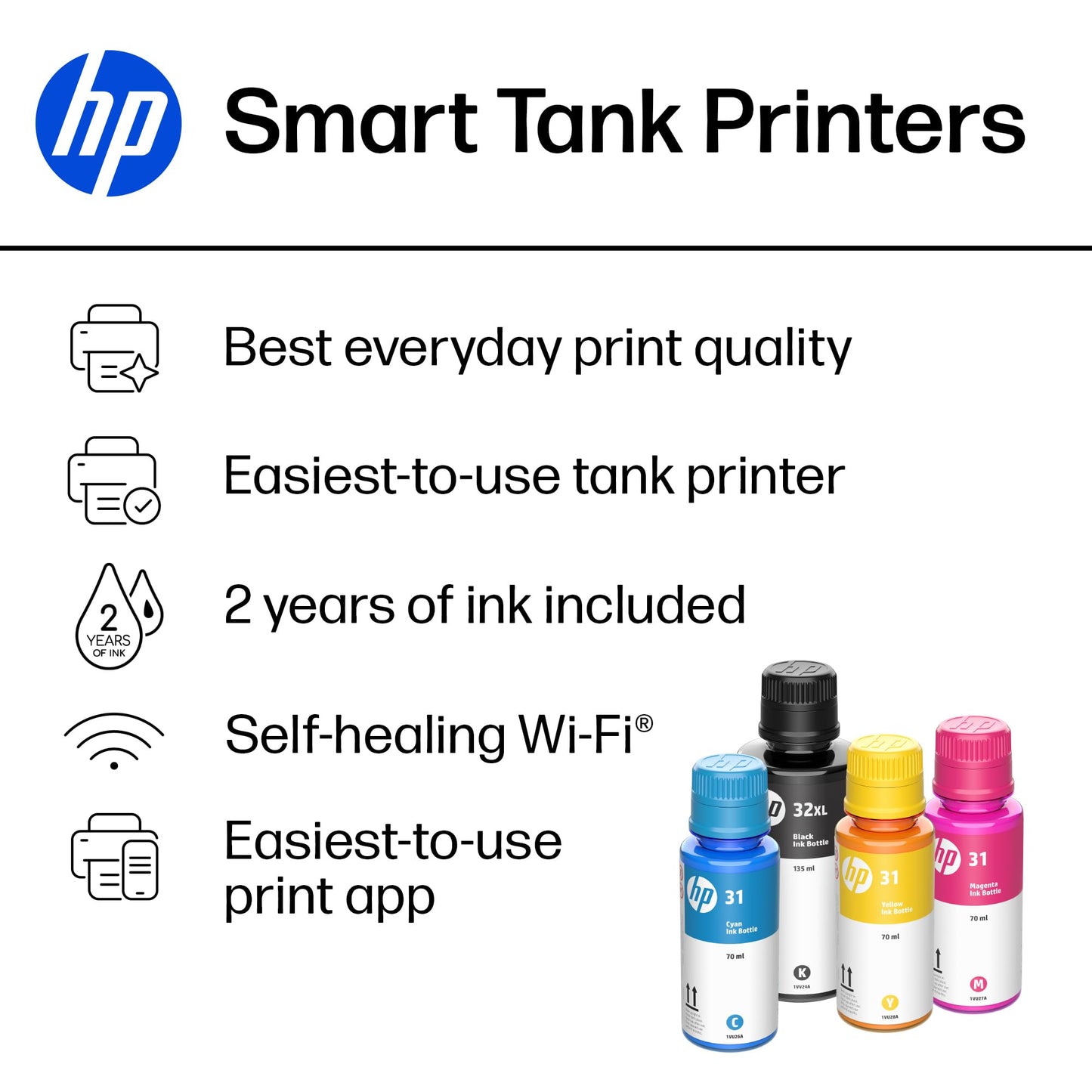HP Smart Tank 7001 Wireless All-in-One Ink Tank Printer, Scanner, Copier with 2 Years of Ink Included, Best-for-Home Office, Cartridge-Free