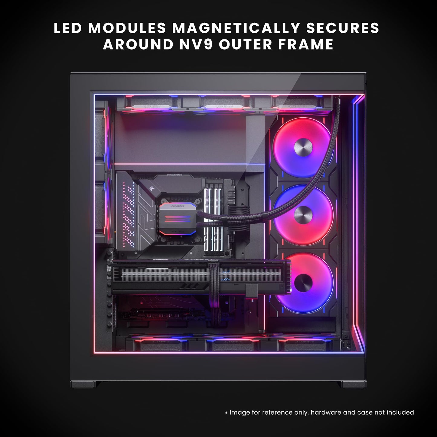 Phanteks NV9 Premium DRGB Kit, 4X D/A-RGB LED modules for NV9 Outer Frame, 1x D/A-RGB Power hub Included (Black)