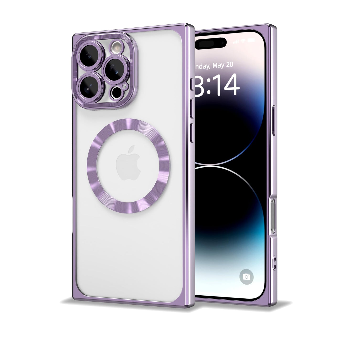 IAIYOXI Rectangle Magnetic Clear Case for iPhone 16, [Compatible with MagSafe],Soft Plating Phone Case with Full Camera Lens Protection,Anti-Scratch