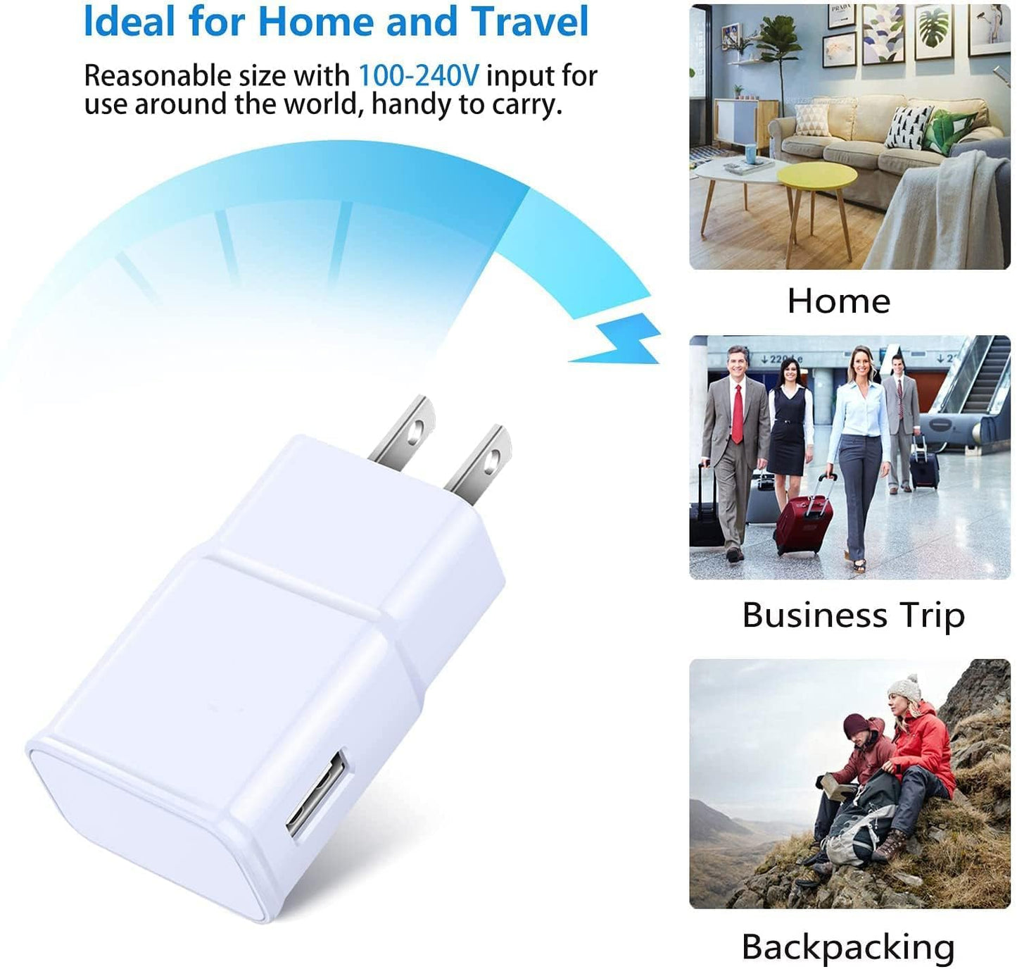 Adaptive Fast Charging Wall Charger Adapter, Eversame 6-Pack Fast Charging Block Travel USB Charger Box Compatible with Samsung Galaxy S21 S20 S10 S9