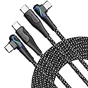WOTOBEUS USB C to USB C Cable (2-Packs,10ft+3ft), with LED Rainbow Flow 7 Colors, 5A PD 100W PPS 45W Super Fast Charging Cable Right Angle, for iPhone