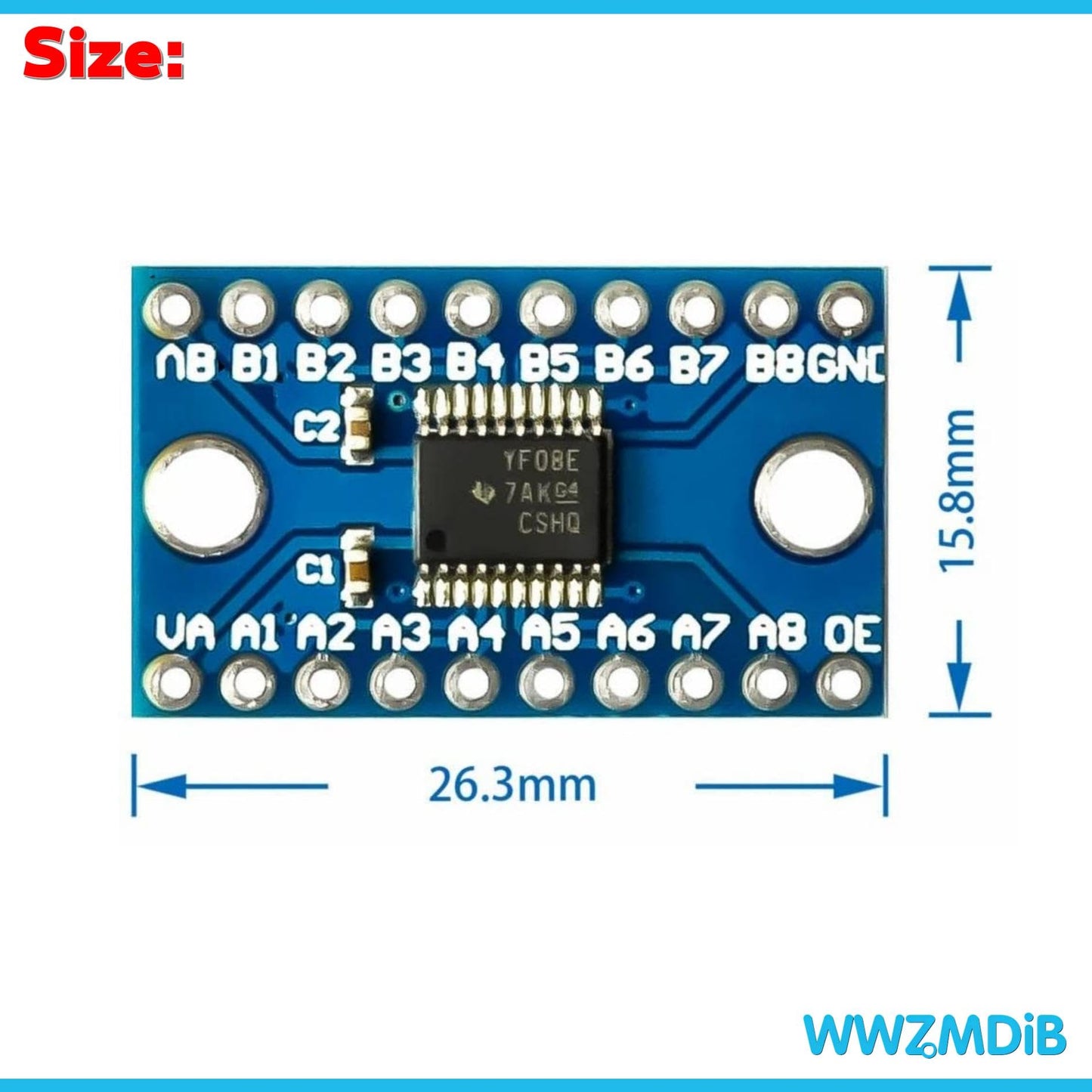 WWZMDiB TXS0108E Logic Level Shifter 3.3v 5v High Speed Full Duplex 8 Channel (6Pcs)