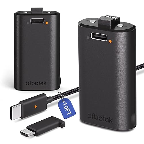 2 Pack Xbox Rechargeable Battery Pack, Xbox Series X Play & Charge Kit 1400mAh Capacity Fully charges in 3 Hours, 9 Ft USB Type-C Cable, Compatible w