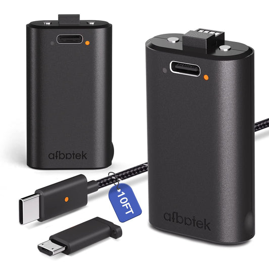2 Pack Xbox Rechargeable Battery Pack, Xbox Series X Play & Charge Kit 1400mAh Capacity Fully charges in 3 Hours, 9 Ft USB Type-C Cable, Compatible w