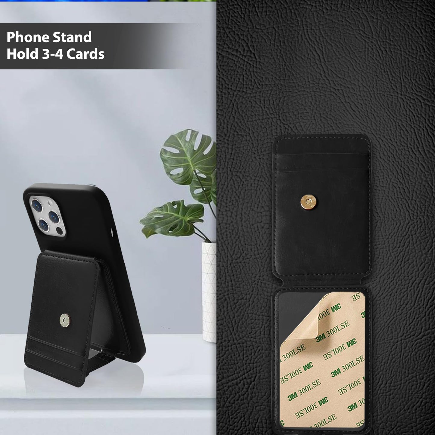 M-Plateau Phone Wallet Stick On, Card Holder With Elastic Magnetic Closure, Slim Phone Card Holder With Adhesive Compatible with iPhone 14 Case