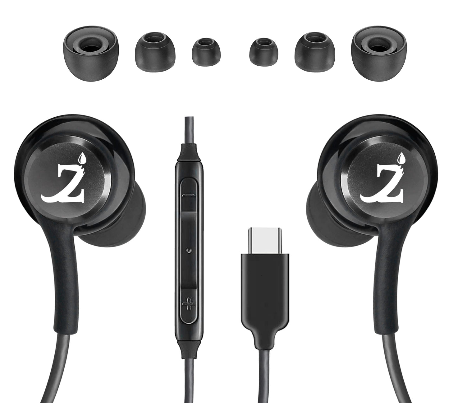 ZAMZAM PRO USB-C Type Stereo Headphones with Hands-Free Built-in Microphone Buttons + Crisp Digital Titanium Clear Audio!