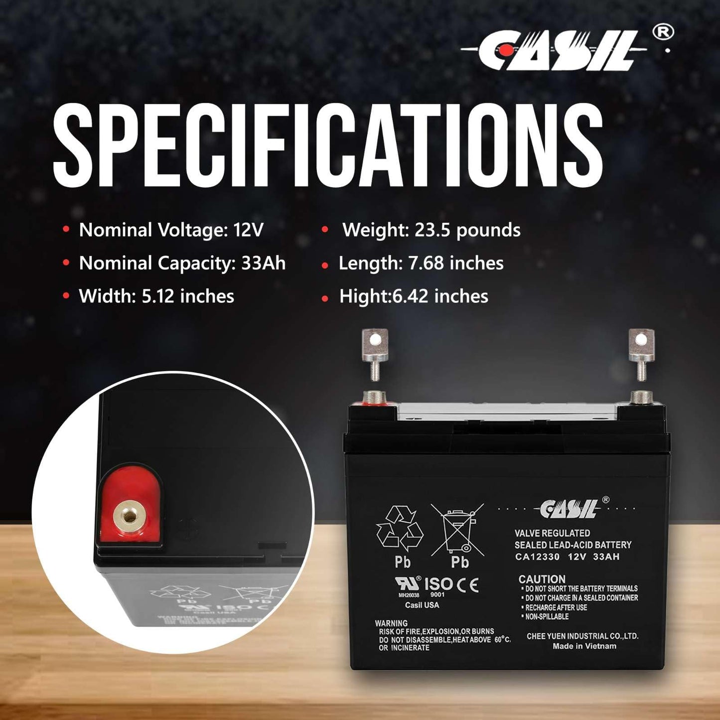 Casil 2 Pack 12v 33ah for 35ah Pride Maxima Revo Shuttle Pride Maxima SC940 Celebrity X BATLIQ1001 BATLIQ1017 AGM U1 Pride Mobility Flash Jazzy 1103…