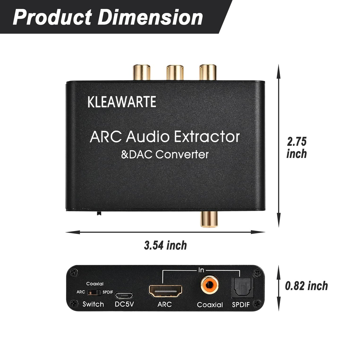 HDMI ARC Adapter ARC Audio Extractor ARC HDMI SPDIF/Optical Coaxial to Stereo Audio SPDIF Coaxial L/R 3.5mm Jack for TV 192KHz Digital to Analog