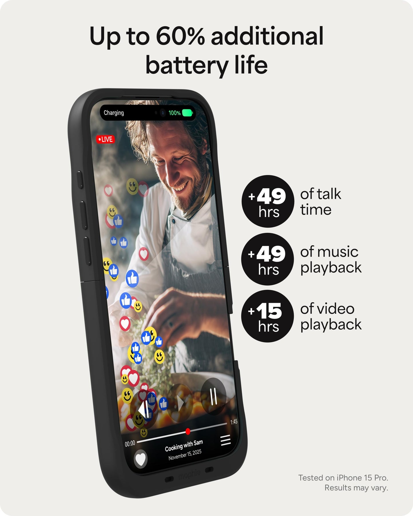 Mophie Juice Pack Battery Case for iPhone Air - Slim Charging Case, Up to 50% Extra Battery Life, High Impact Protection, Magnetic Back for Wallets