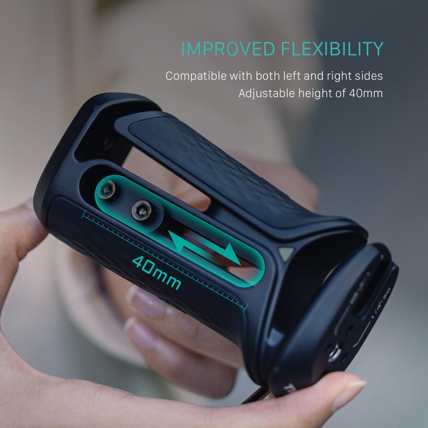 Tilta Xeno Side Handle for Filmmakers & Cameras - Black | Secure Connection & Helps Prevent Rotation | Adjustable Height | Textured Silicone Grip |
