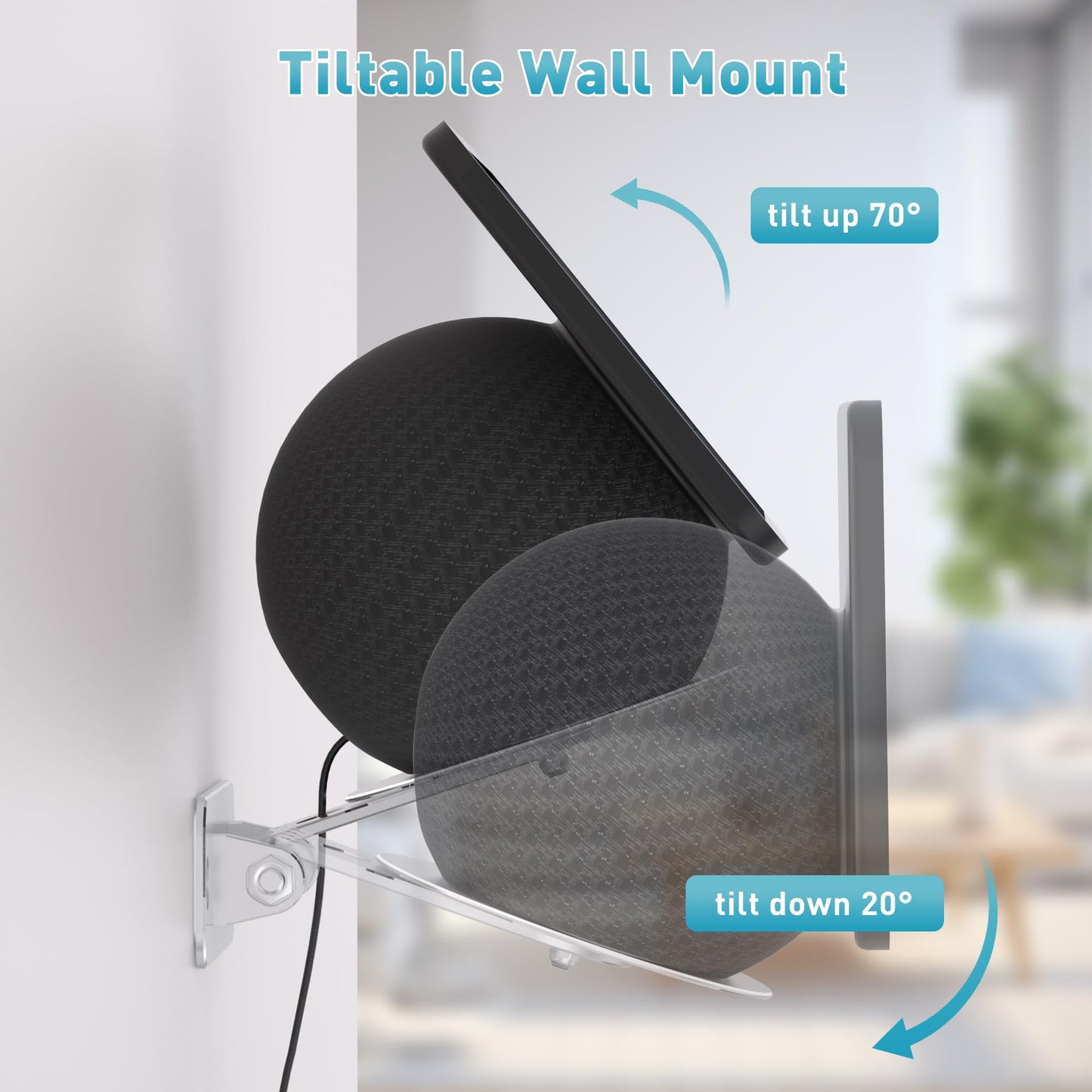 Letlar Adjustable Wall Mount for Echo Show 11 and Echo Show 8 2025, Save Space Bracket, Easy Installation Mounting, Kitchen Use Mount, Aluminum Wall