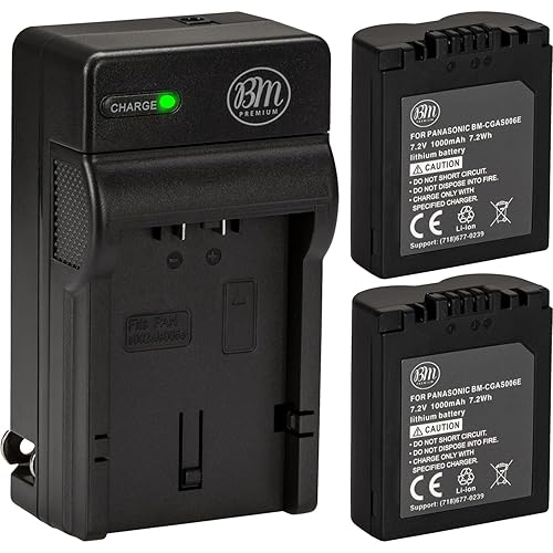BM Premium Pack of 2 CGA-S006 Batteries and Battery Charger for Panasonic Lumix DMC-FZ7, DMC-FZ8, DMC-FZ18, DMC-FZ28, DMC-FZ30, DMC-FZ35, DMC-FZ38