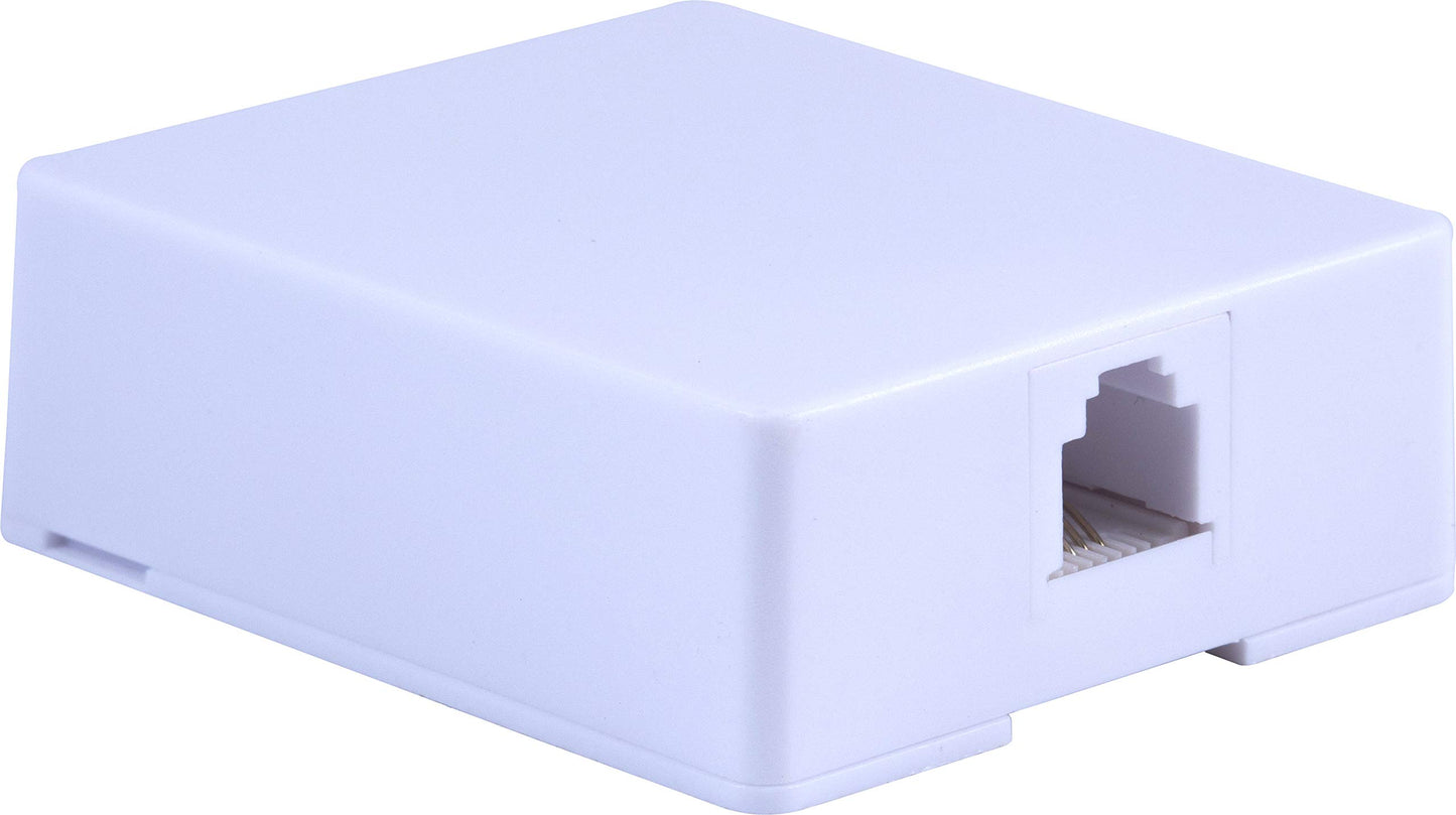 Power Gear Surface Mount Jack, Attach to Walls, Receptacles, Baseboards, Compatible with Standard Phone Plugs, RJ14, RJ11, Answering Machines, Modems