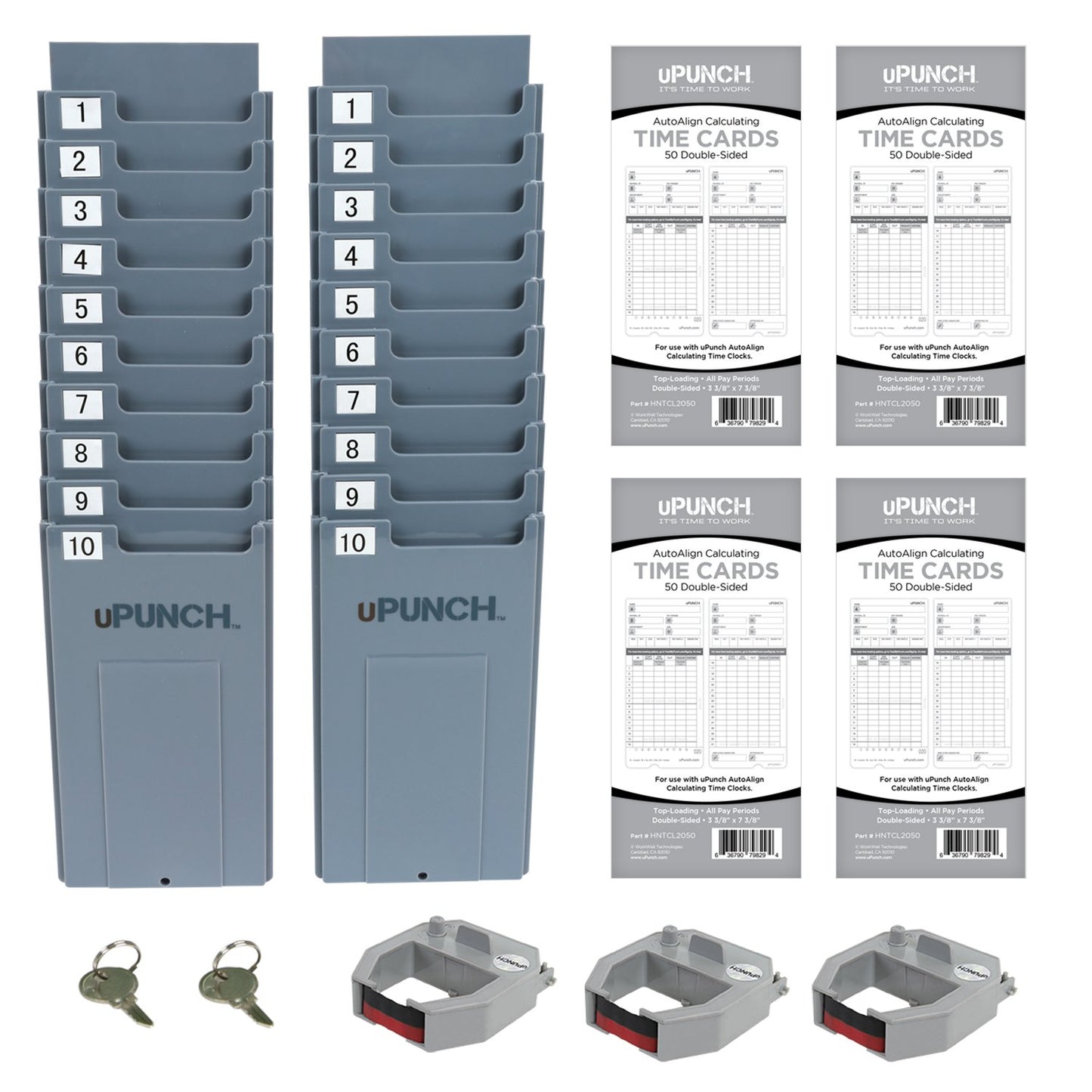 uPunch HN4500 Advanced Calculating Time Clock Bundle for Small Business: Complete Employee Time Tracking System with 200 Time Cards, Racks, Ribbons