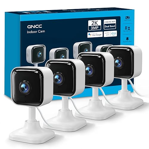 GNCC 2K Cameras for Home Security Indoor, 2.4G/5G Pet Cam with Phone App, Mini Dog Camera w/Motion Detection, 2 Way Audio, Works with Alexa, Cloud