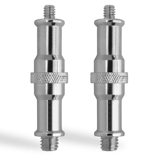 2 Pcs Light Stand Adapter, Spigot Stud 1/4" to 3/8" Metal Male Convertor Threaded Screw Adapter for Studio Light Stand, Camera Tripod Mount
