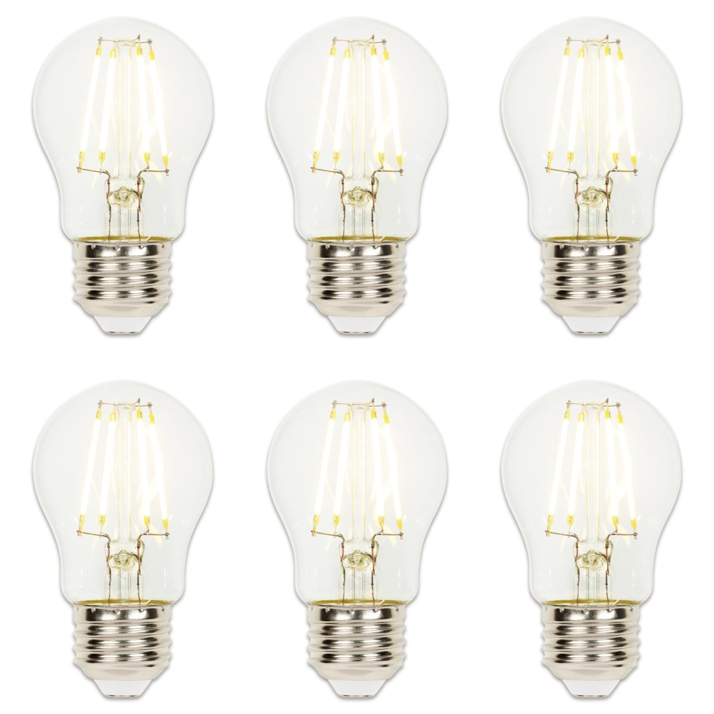 Westinghouse 5316620 4.5 Watt (40 Watt Equivalent) A15 Dimmable Clear Filament LED Light Bulb, Medium Base, 6 Pack