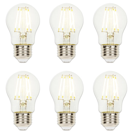 Westinghouse 5316620 4.5 Watt (40 Watt Equivalent) A15 Dimmable Clear Filament LED Light Bulb, Medium Base, 6 Pack