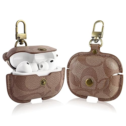 for AirPods Pro 3 Case, Leather Cute Full Body Shockproof Protective Cover for AirPods Pro 3nd Generation Case for Women Men, Drop Protection (C)
