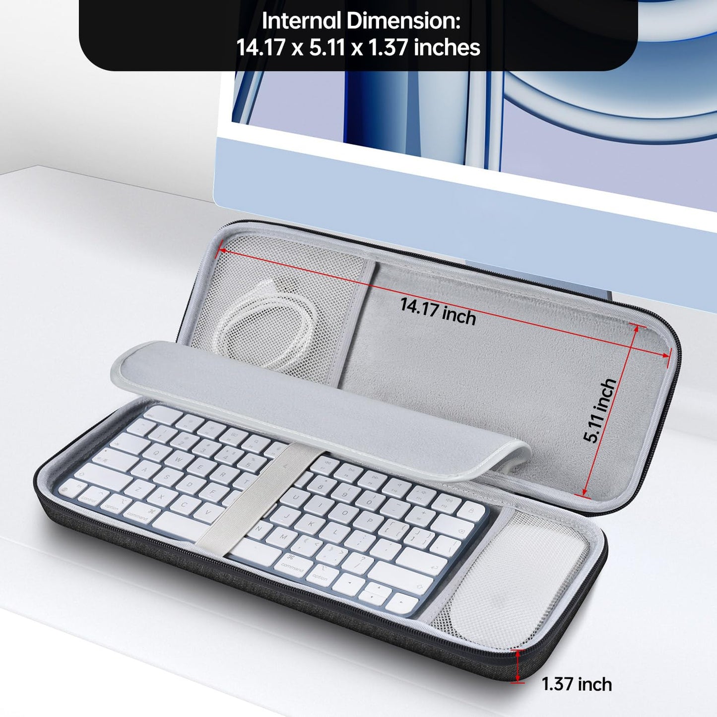 Magic Keyboard Sleeve Case Cover, Hard Storage Case Bag Compatible with Apple iMac 24 inch M4 M3 Magic Keyboard w/Out Touch ID A2449 A2450 A1644