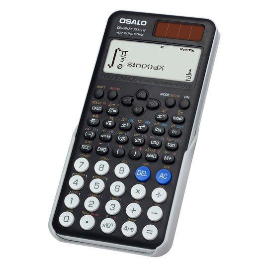 OSALO Scientific Calculator 417 Function 2 Line 10+2 Digits Written Display Solar and Battery Calculators for School College Students Secondary Black