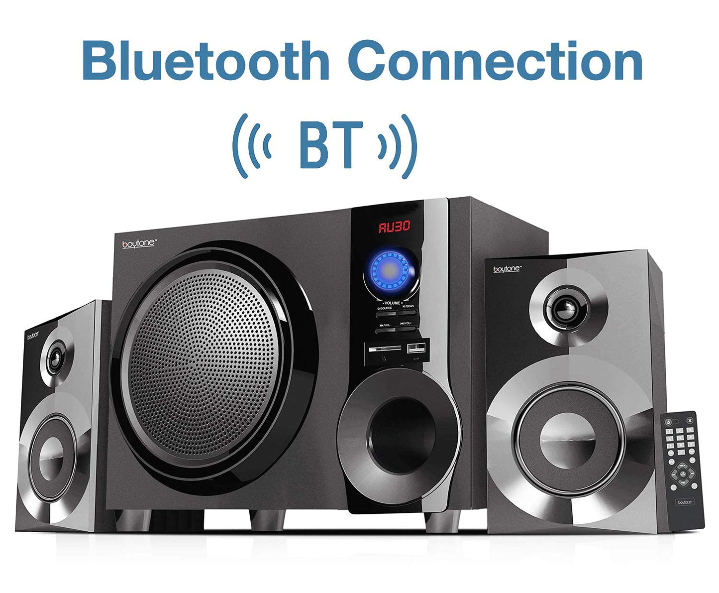 Boytone 60W Wireless Bluetooth Speaker with Powerful Bass, FM Radio, Remote Control - For Phone, Laptop, Aux-in, USB/SD