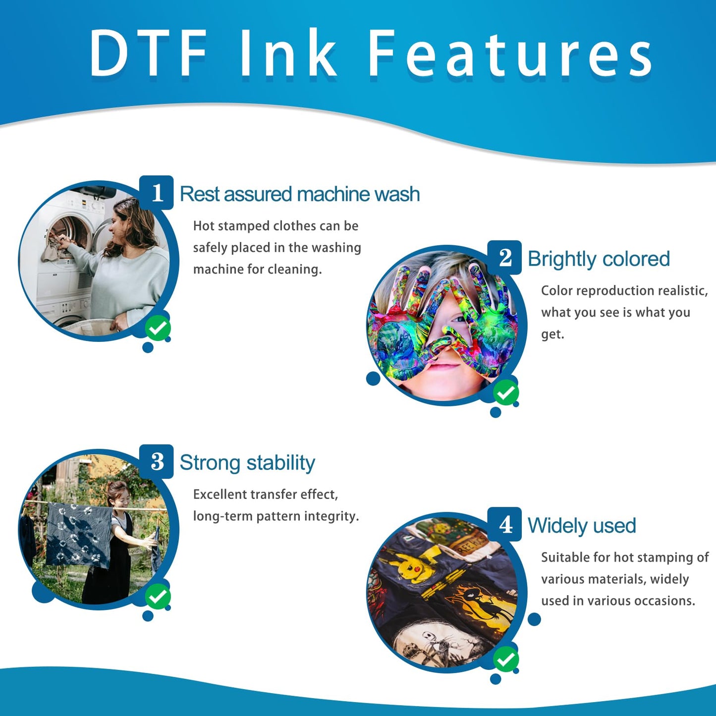 YOUEXPERT DTF Ink Premium Heat Transfer Ink Conversion Kit Refill for Epson L1800, R2400, L800, 1430, P400, P800, R2000, XP-15000 All DTF Printers