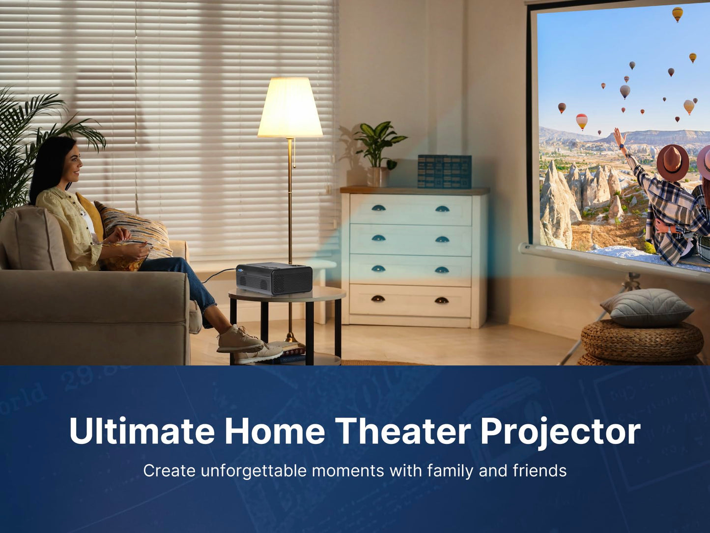 Emerson EVP-1000 150" Home Theater Portable LCD Projector with HDMI & USB Inputs, Bluetooth Connectivity, Stereo Speaker, Remote Control - Ideal