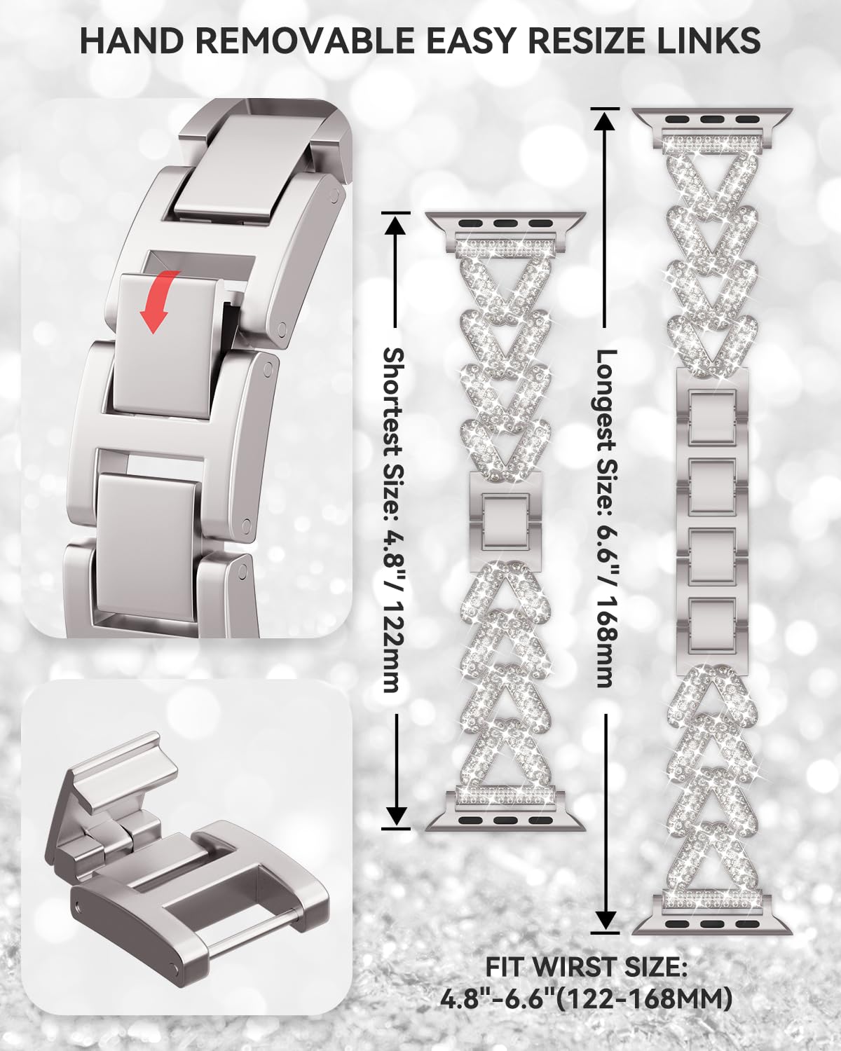 Rhinestones Encrusted Metal Bracelet and Case, Compatible with Apple Watch Bands 38mm-49mm (Series 11/10/1/SE/Ultra 2)- Bling Gold Women's Jewelry