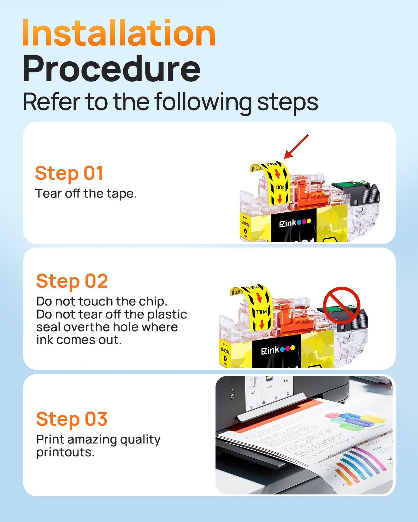 E-Z Ink Compatible Ink Cartridge Replacement for Brother LC401XL LC401 to use with MFC-J1010DW MFC-J1170DW MFC-J1012DW MFC-J1800DW MFC J1010DW Printer