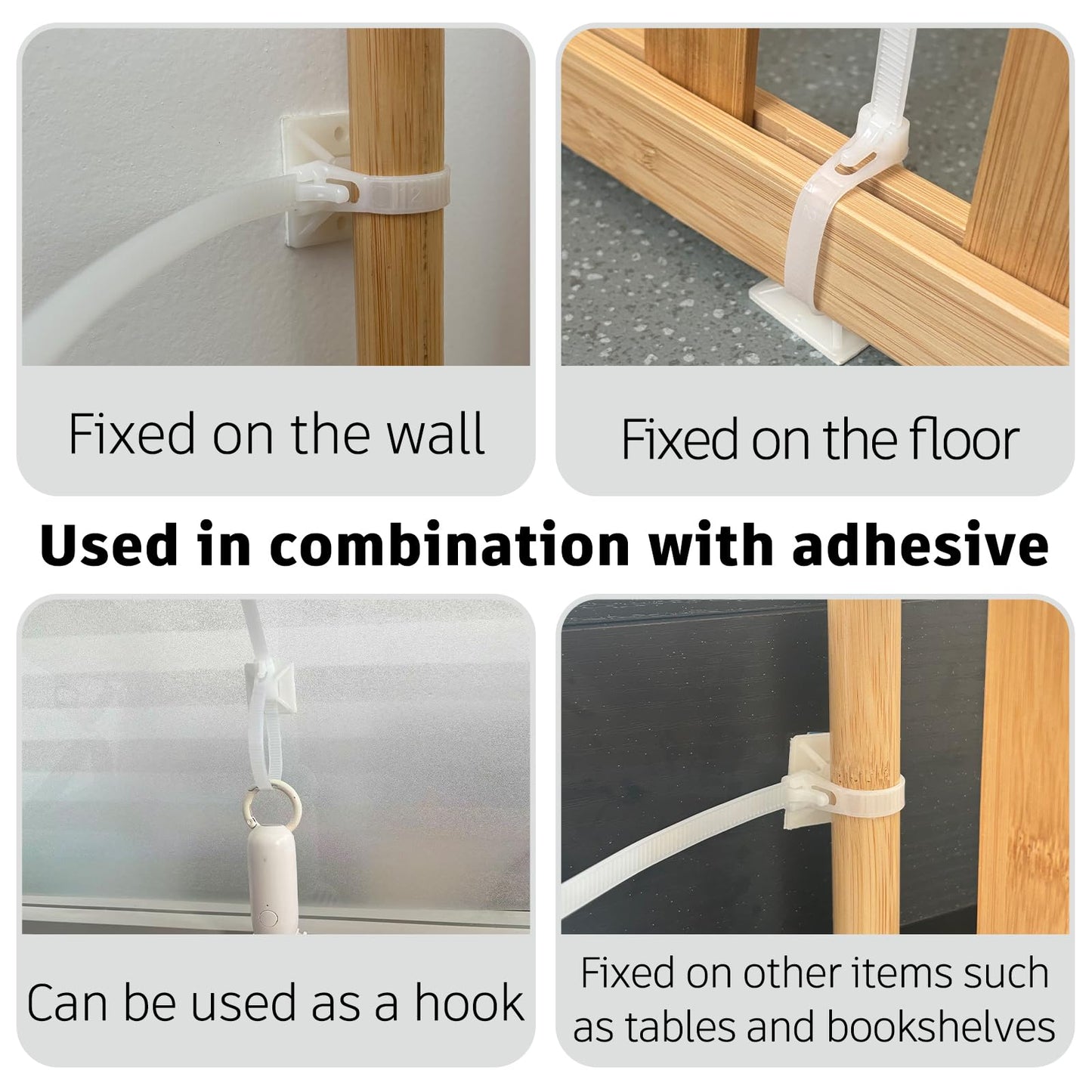 10 Inch Reusable Adjustable Straps with Sticky Pads - Durable Fastening Straps for Home Organization, Car Accessories, Cable Management, Tools