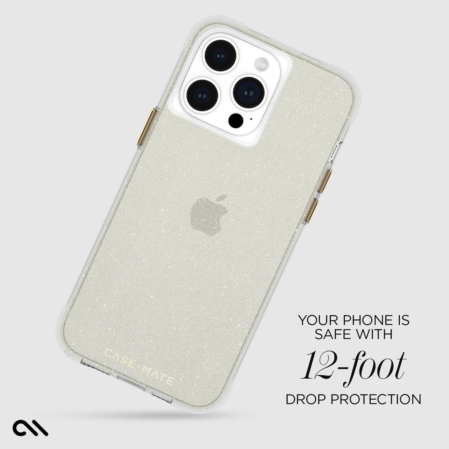 Case-Mate iPhone 15 Pro Max Case - Sheer Crystal Champagne Gold [12ft Drop Protection] [Wireless Charging Compatible] Luxury Cover w/Cute Bling