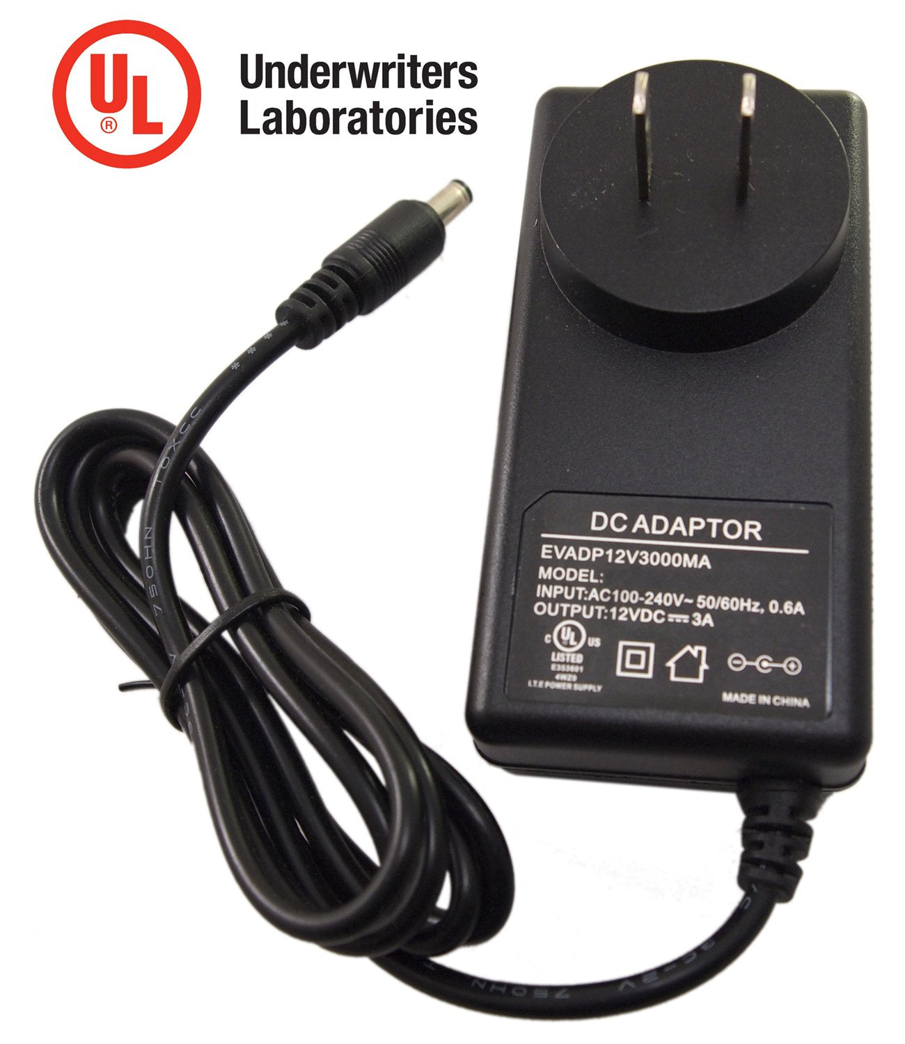 EVERTECH 12V DC 3A (3000mA) (100V-240V AC/DC 12V) with 1 to 4 Splitter Power Splitter (4 Port), UL Certified Power Adapter for CCTV Security Cameras…