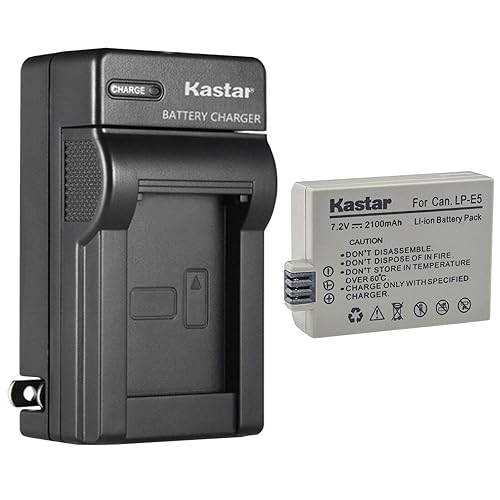 Kastar 1-Pack Battery and AC Wall Charger Replacement for Canon LP-E5 LPE5 Battery, Canon LC-E5, LC-E5C, LC-E5E Charger, Canon EOS Rebel XSi, EOS