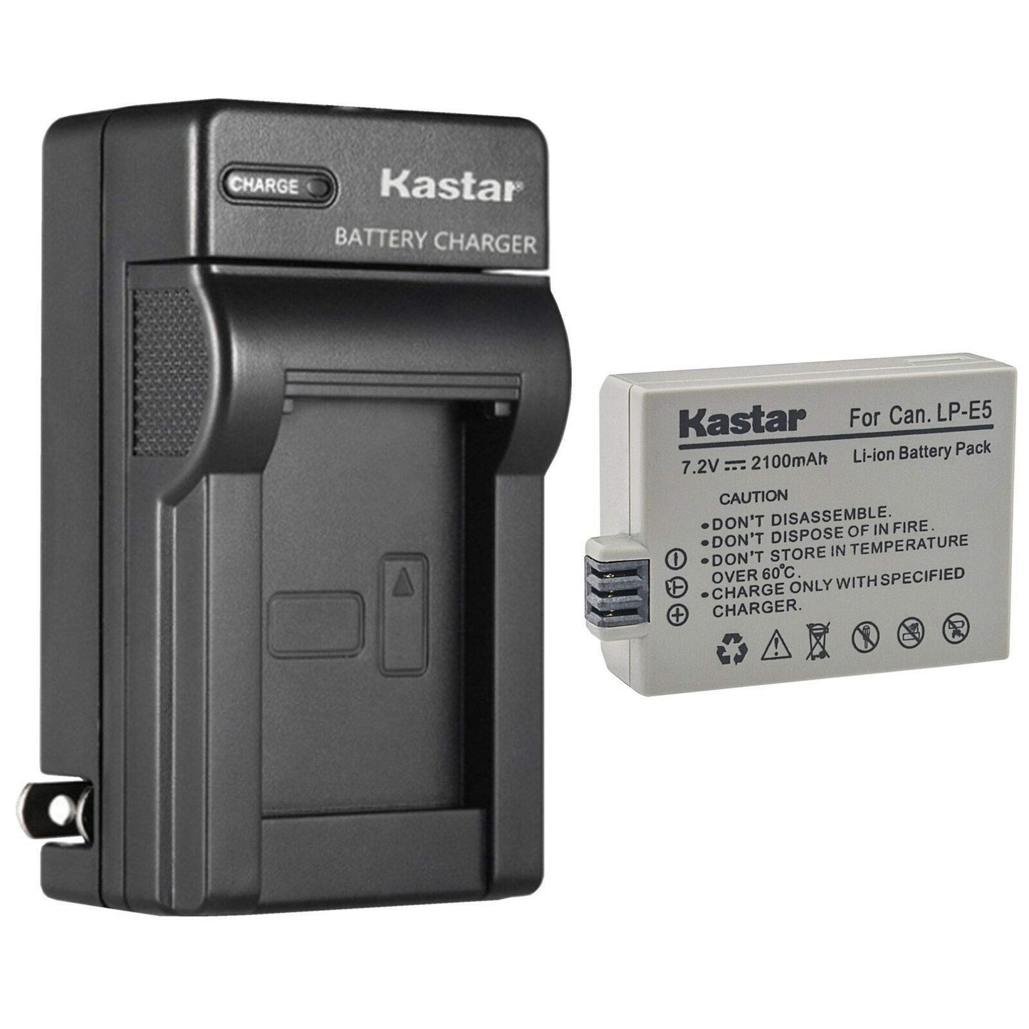 Kastar 1-Pack Battery and AC Wall Charger Replacement for Canon LP-E5 LPE5 Battery, Canon LC-E5, LC-E5C, LC-E5E Charger, Canon EOS Rebel XSi, EOS