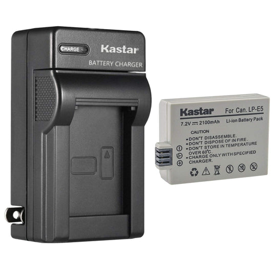 Kastar 1-Pack Battery and AC Wall Charger Replacement for Canon LP-E5 LPE5 Battery, Canon LC-E5, LC-E5C, LC-E5E Charger, Canon EOS Rebel XSi, EOS